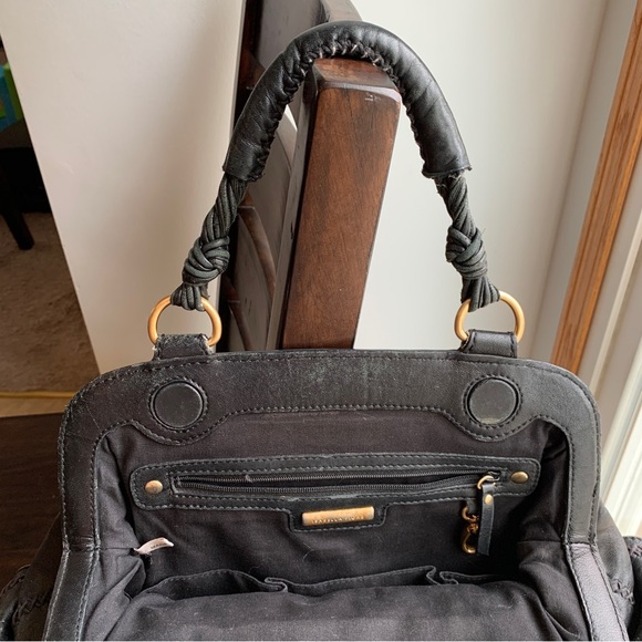 Isabella Fiore Black Leather Purse Puff Celine Large Handbag Pockets Whip Stich - Picture 10 of 14